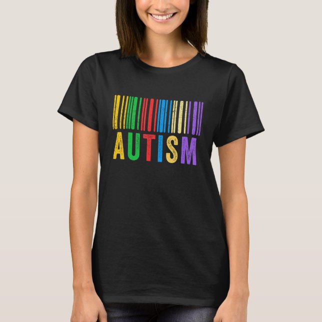 Camiseta Código de barras do Autismo Conscientização do Aut (Frente)