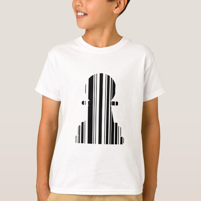 Camiseta Código de barras do peão Padrão de peça de xadrez  (Frente)