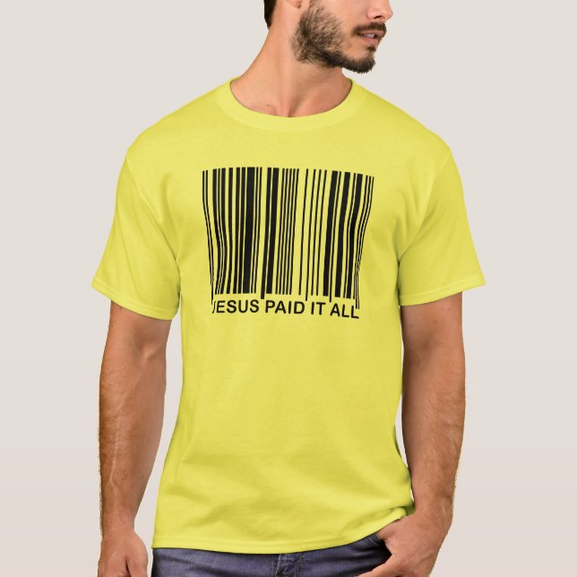 Camiseta Código de barras UPC de Salvação Cristã Jesus Pago (Frente)