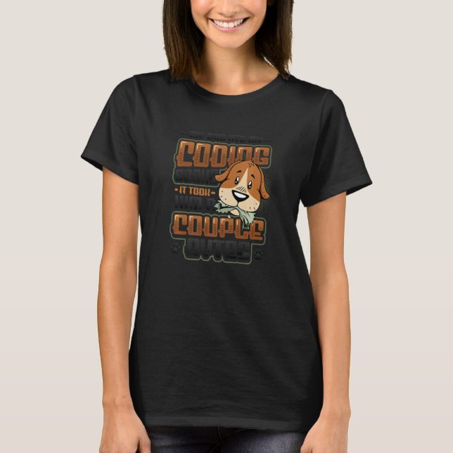 Camiseta Código de Bytes do Cachorro Programação de Piada d (Frente)