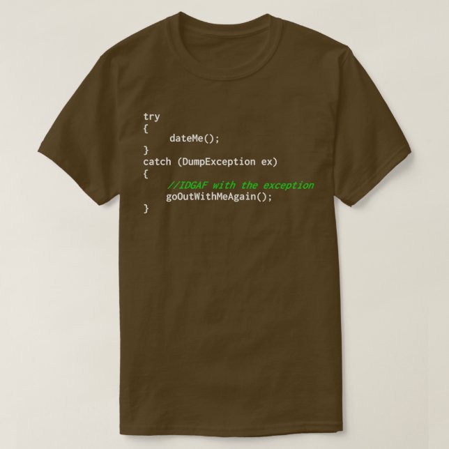 Camiseta Código de exceção do programador (Frente do Design)