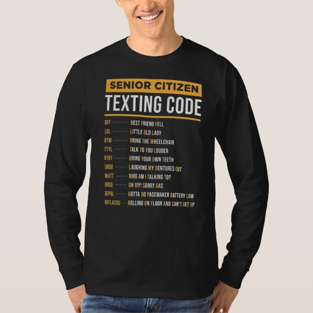 Camiseta Código de Mensagem de Cidadão do mais velho para V (Frente)
