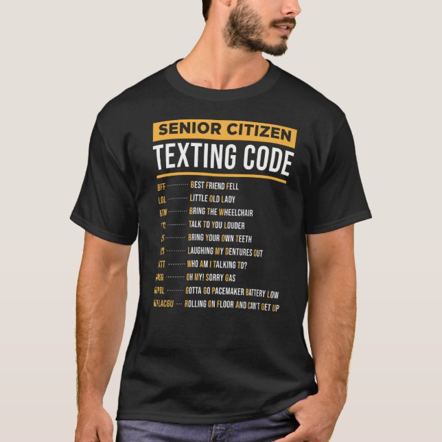 Camiseta Código de Mensagem de Cidadão do mais velho para V (Frente)