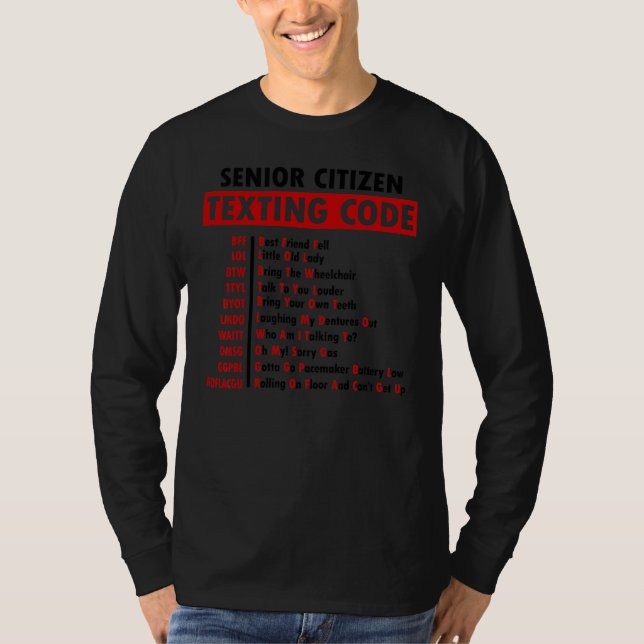 Camiseta Código de Mensagens para Avô Idoso (Frente)
