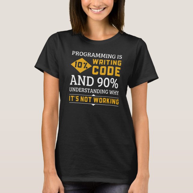 Camiseta Código de programação Entendendo por que não está  (Frente)
