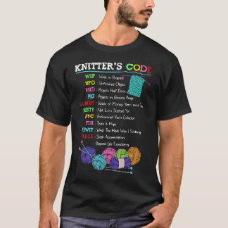 Camiseta Código de Tricô para Tricoteiros e Crocheteiros e 