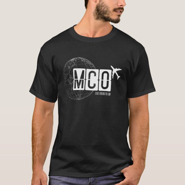 Camiseta Código do Aeroporto MCO Orlando Viagem (Frente)