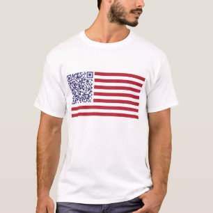 Camiseta Código do hino nacional QR de bandeira americana