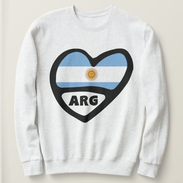 Camiseta Código do País Argentina Sinalizador Heart ARG (Frente do Design)