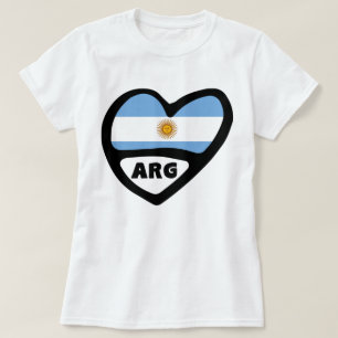 Camiseta Código do País Argentina Sinalizador Heart ARG