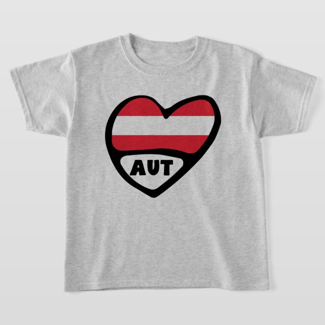 Camiseta Código do País Áustria Sinalizador Heart AUT (Postura )