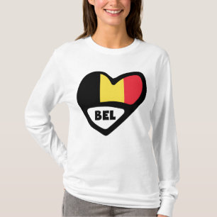 Camiseta Código do País Bélgica Indicador Coração BEL
