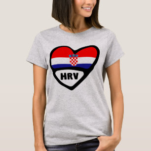 Camiseta Código do País Croácia Flag Heart Hrvatska