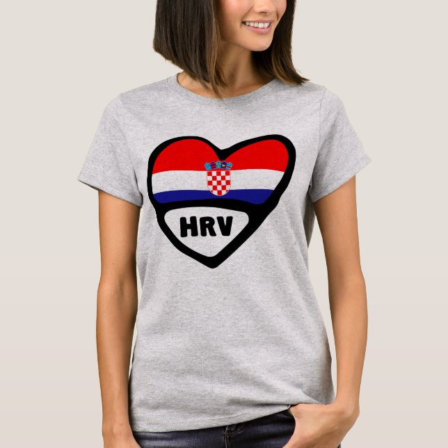 Camiseta Código do País Croácia Flag Heart Hrvatska (Frente)