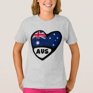 Camiseta Código do País da Austrália Sinalizador Heart AUS
