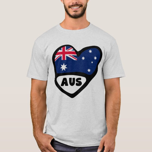 Camiseta Código do País da Austrália Sinalizador Heart AUS (Frente)