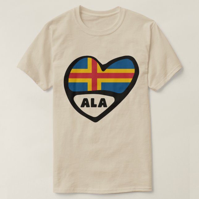 Camiseta Código do País das Ilhas Åland Flag Heart (Frente do Design)
