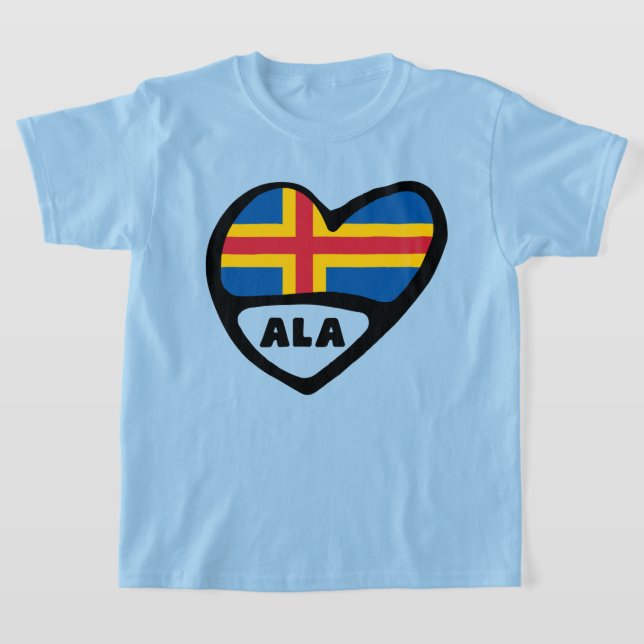 Camiseta Código do País das Ilhas Åland Flag Heart (Postura )