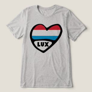 Camiseta Código do País Luxemburgo Sinalizador Heart LUX
