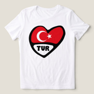 Camiseta Código do país TUR da bandeira cardíaca turca