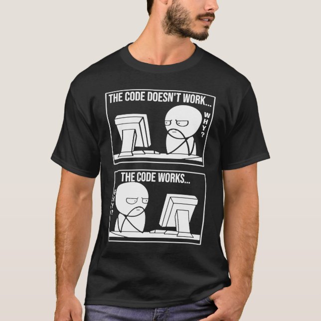 Camiseta Código funciona Meme os códigos não funcionam (Frente)