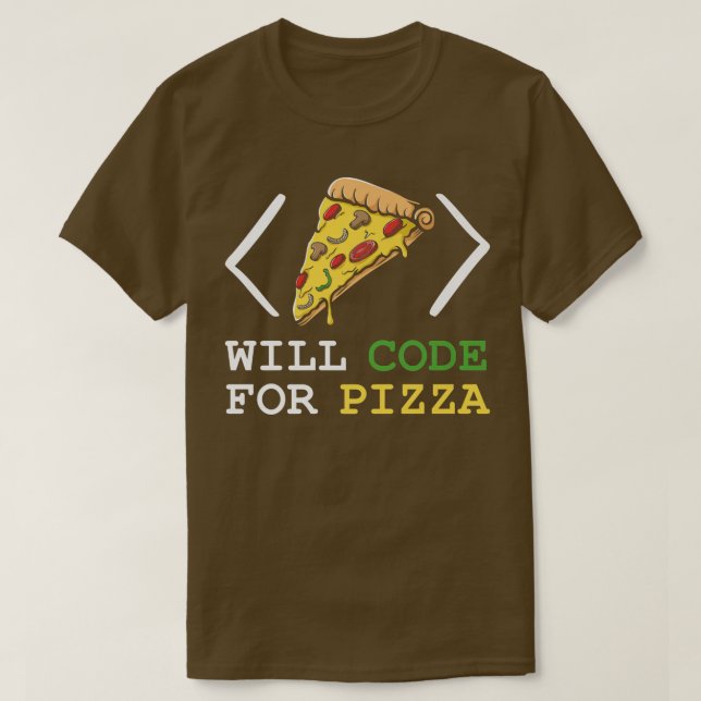 Camiseta Código Para Pizza - Programas De Engenheiro De Sof (Frente do Design)