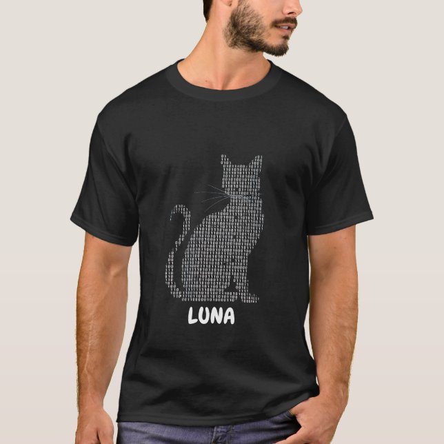 Camiseta Código Puro: Um Gato em Binário (Frente)