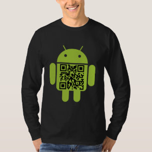 Camiseta Código QR Android Longa Folha Masculina