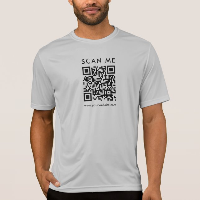 Camiseta Código QR corporativo Analisar Mens Impressão Prat (Frente)