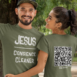 Camiseta Código QR Cristão Jesus Perdoa Consciência Limpa