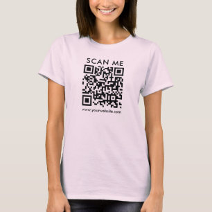 Camiseta Código QR Digitalizar para mim mulheres, cor-de-ro