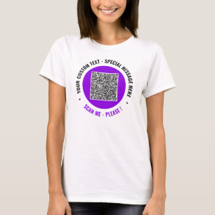 Camiseta Código QR Digitalizar Texto Personalizado Seu Próp