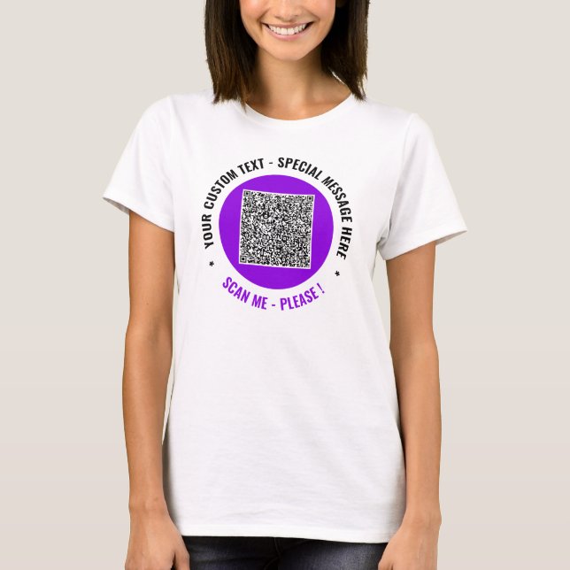 Camiseta Código QR Digitalizar Texto Personalizado Seu Próp (Frente)