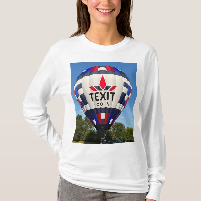 Camiseta Código QR do Balão de Ar Quente do TeXit Coin (Frente)