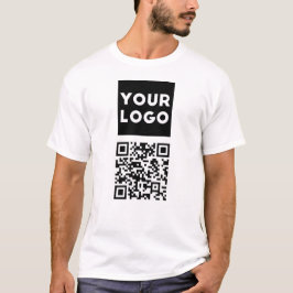 Camiseta Código QR editável e logotipo ou imagem da sua emp