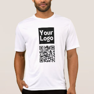 Camiseta Código QR editável e logotipo ou imagem da sua emp