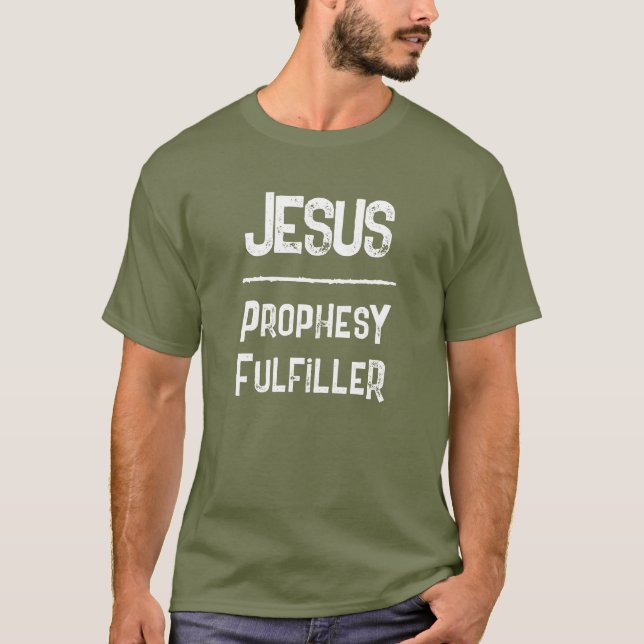Camiseta Código QR Jesus Cumpridor da Profecia Bíblia Crist (Frente)
