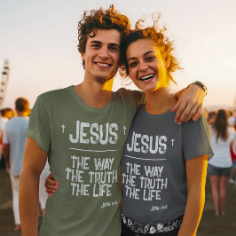 Camiseta Código QR Jesus O Caminho Verdade Vida Bíblia Grun