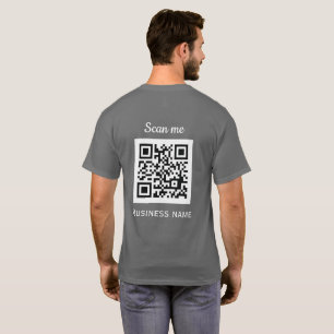 Camiseta Código QR Logotipo comercial Cinza profissional mo