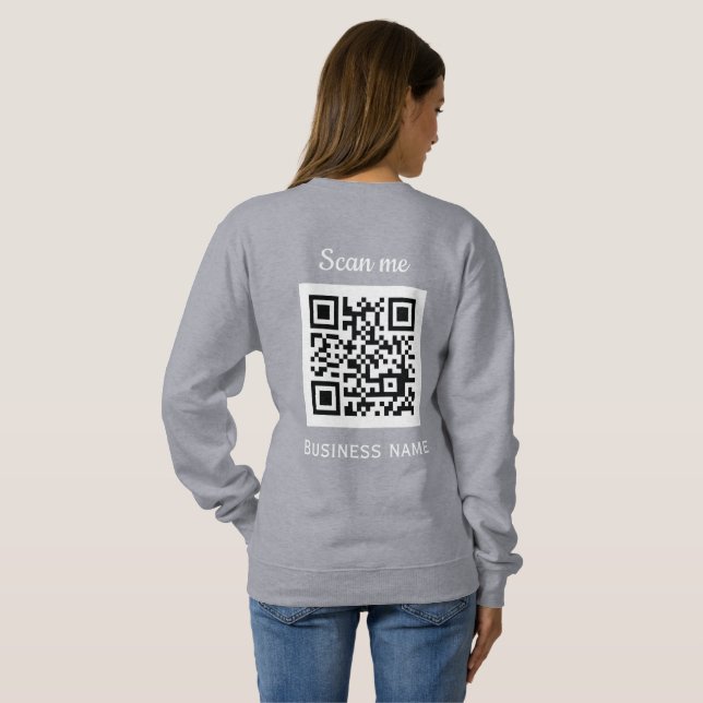 Camiseta Código QR Logotipo comercial Cinza profissional mo (Parte Traseira Completa)
