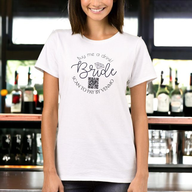 Camiseta Código QR para Festa de Despedida de Solteira 'Com (Criador carregado)