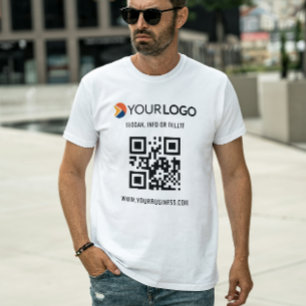Camiseta Código QR Personalizado e Logotipo de Negócios Pro