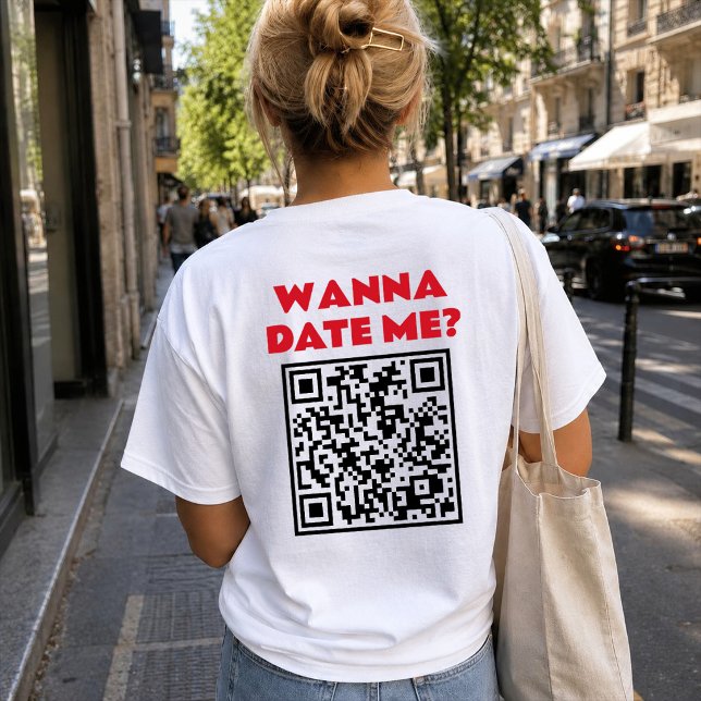 Camiseta Código QR Personalizado – Quer Namorar/Casar Comig (Criador carregado)