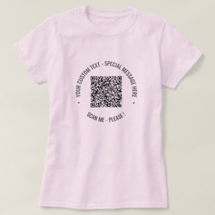 Camiseta Código QR Sua Mensagem Especial de Texto Presente