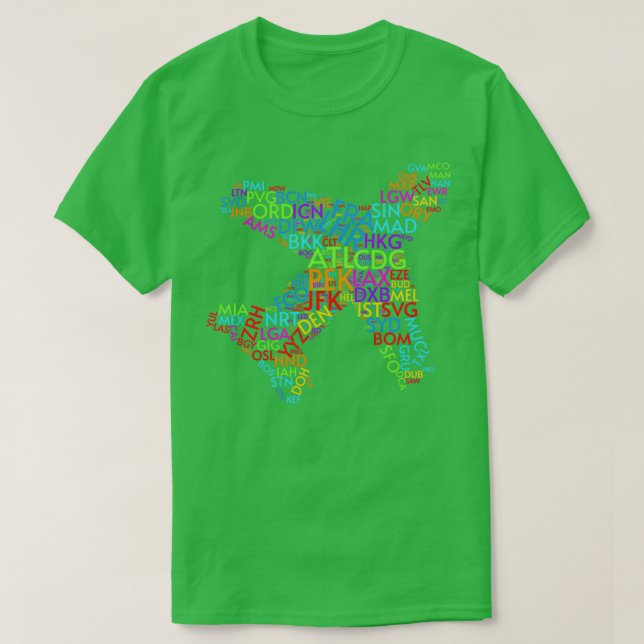 Camiseta Códigos aeroportuários do mundo (Frente do Design)