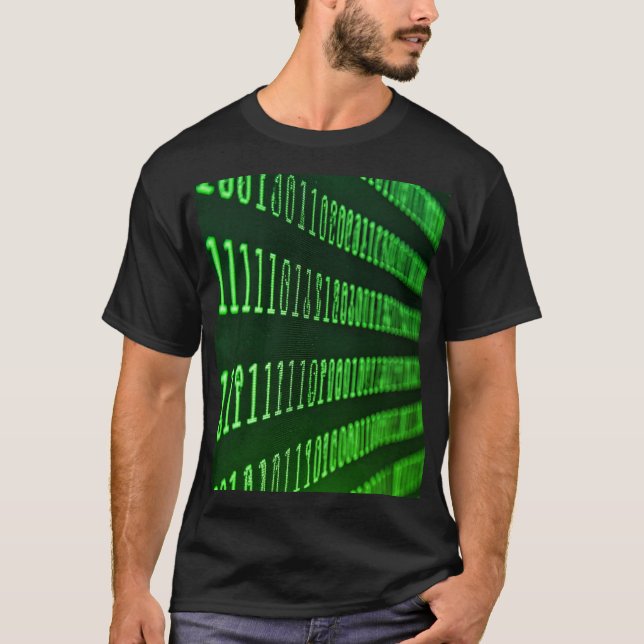 Camiseta Códigos binários verde e azul (Frente)