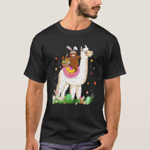 Camiseta Coelhinha Bonita Sloth Andando Llama Cesto de Ovos