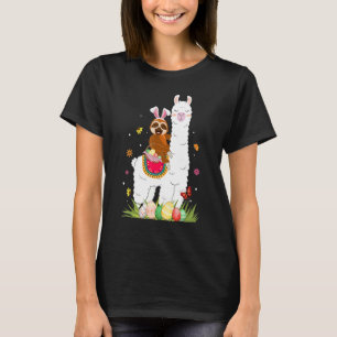 Camiseta Coelhinha Bonita Sloth Andando Llama Cesto de Ovos