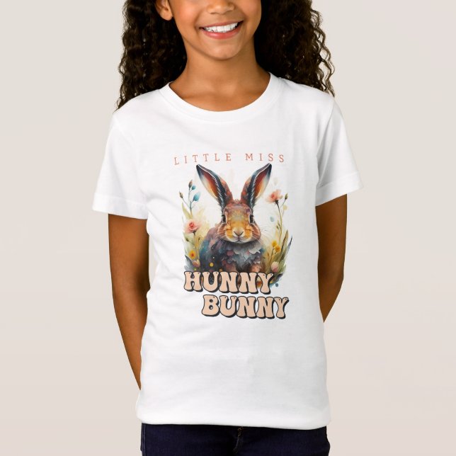 Camiseta Coelhinha de aquarela pequena senhorita Hunny bunn (Frente)