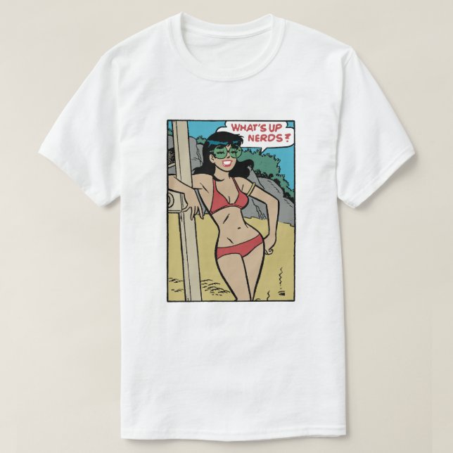 Camiseta Coelhinha de Praia Bronzeada • E aí, Nerds?  (Frente do Design)